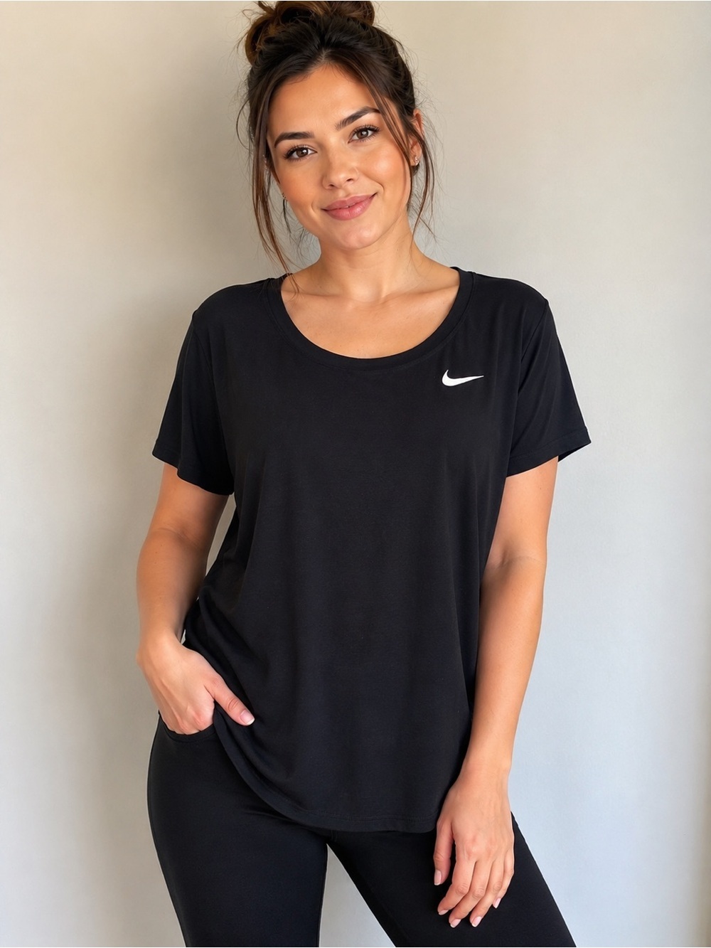 Nike Black Short Sleeve Crew Tee with White Swoosh